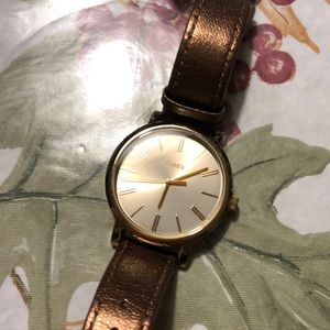 Brown Metallic & Gold Watch